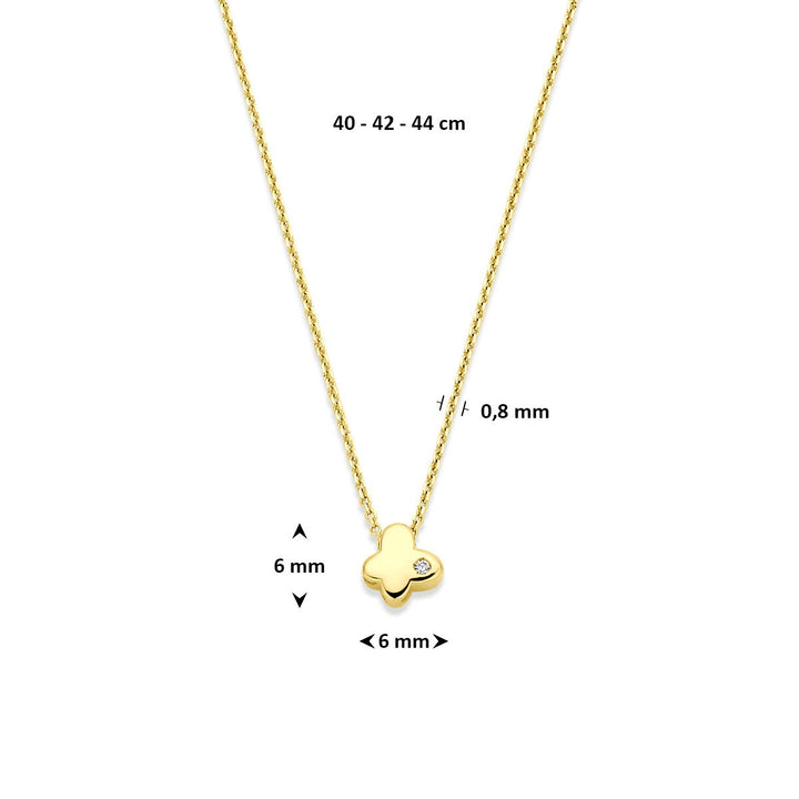 14k Geelgouden ketting met vlinder en lab grown diamant