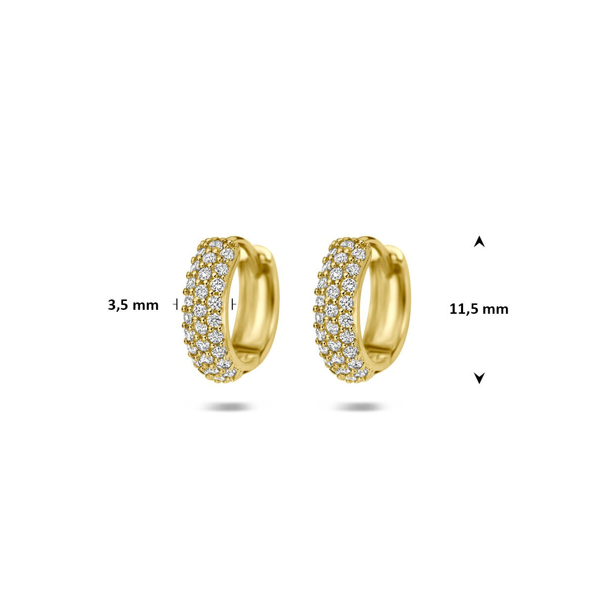 14k Geelgouden klapoorringen met zirkonia