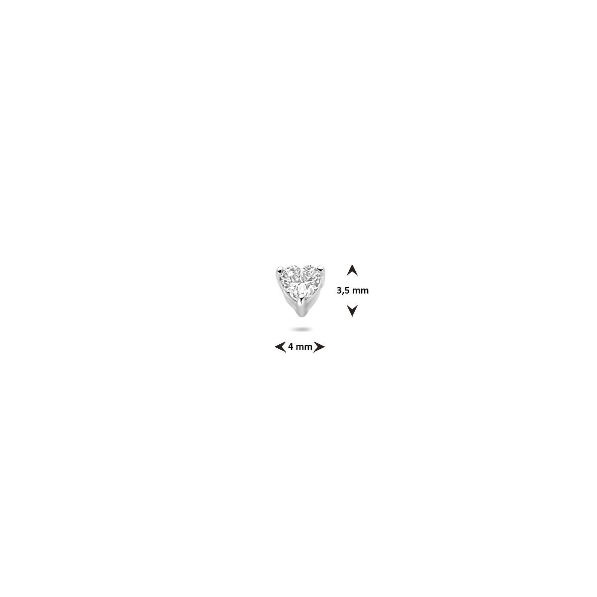 925 Gerhodineerd Zilveren Flat Back Piercing met Zirkonia