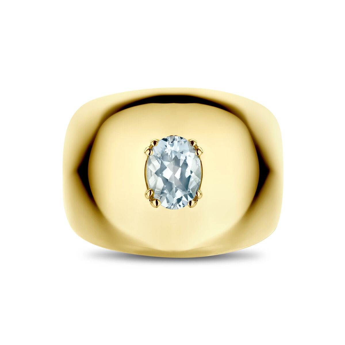 14k geelgouden ring met aquamarijn