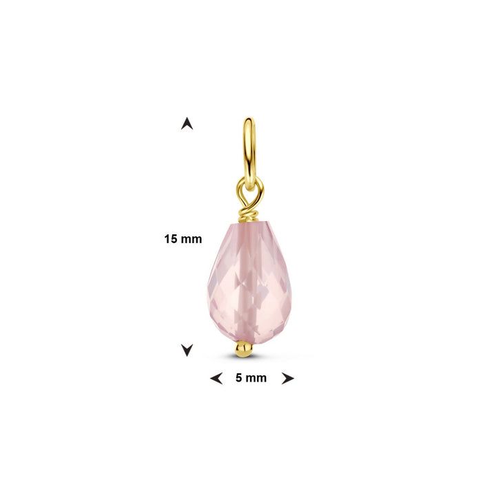 14k Geelgouden Hanger met Rozenkwarts – Briolette Geslepen