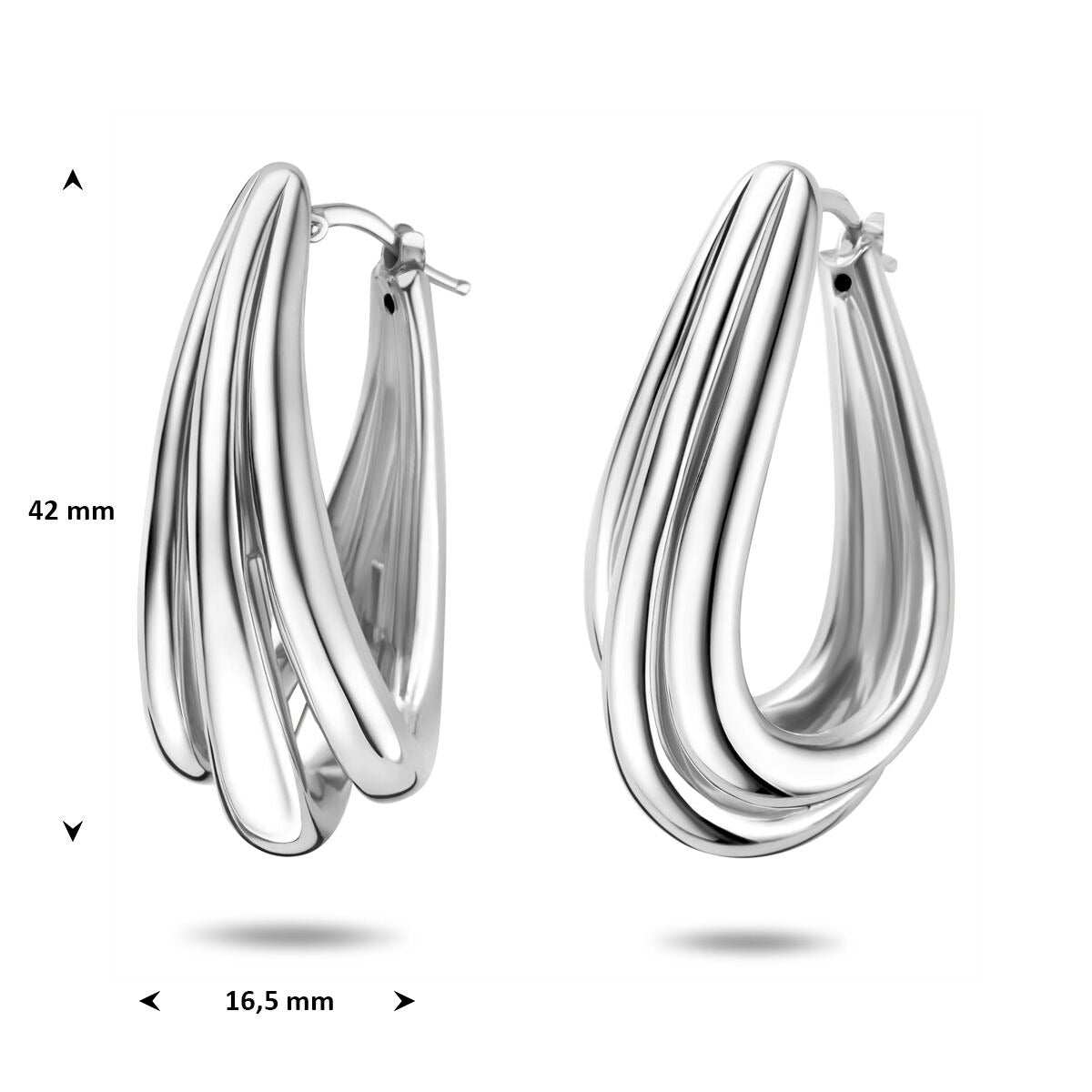 Gerhodineerd 925 Zilveren Oorringen 42 x 16,5 mm Dames