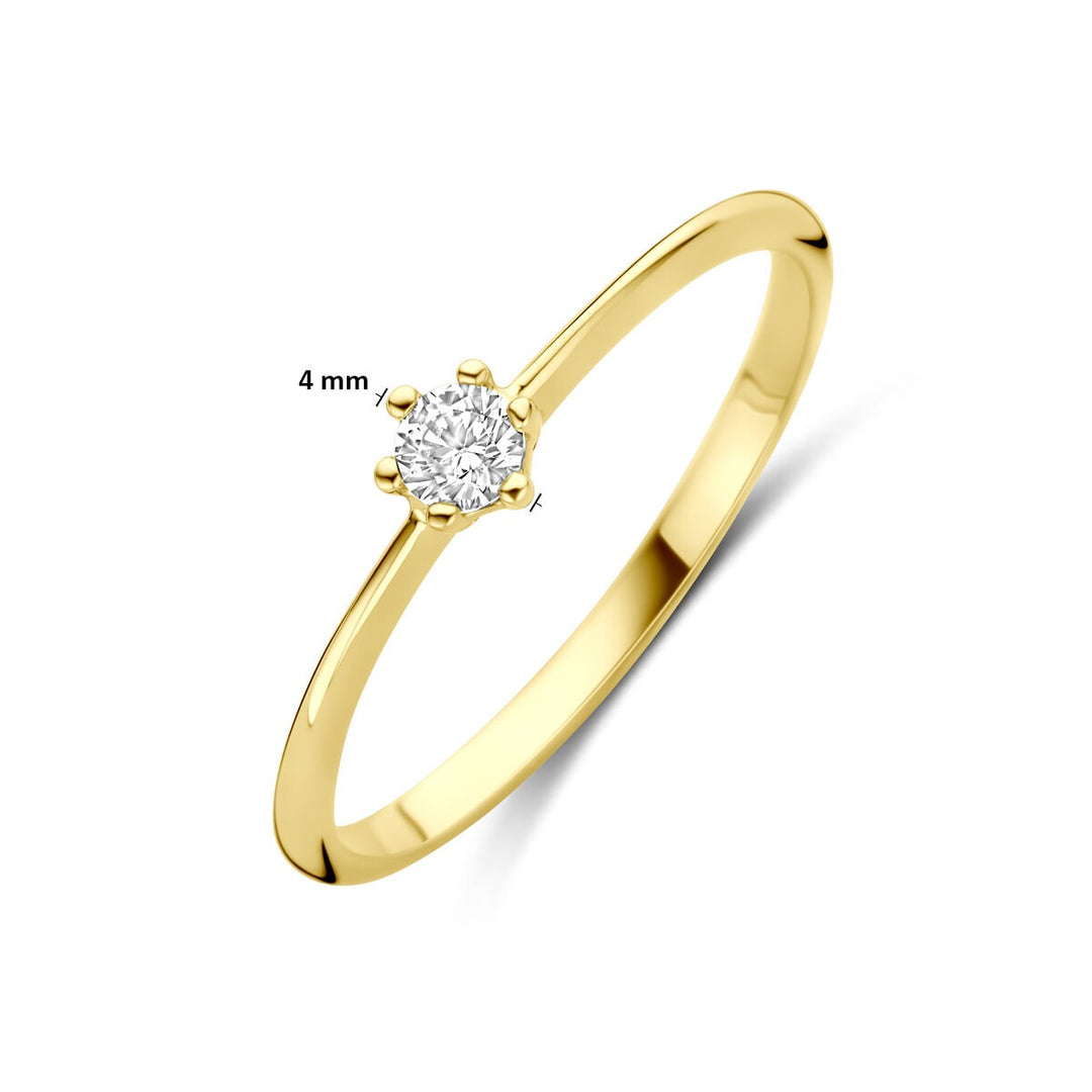 Gouden damesring met zirkonia – 14k geelgoud