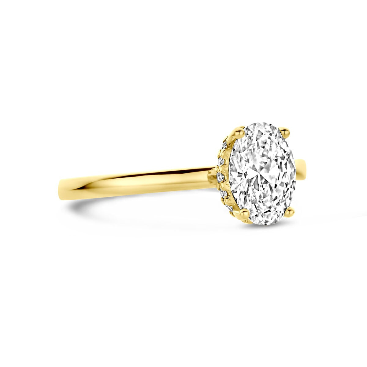 14k Geelgouden ring met lab grown diamant ovaal