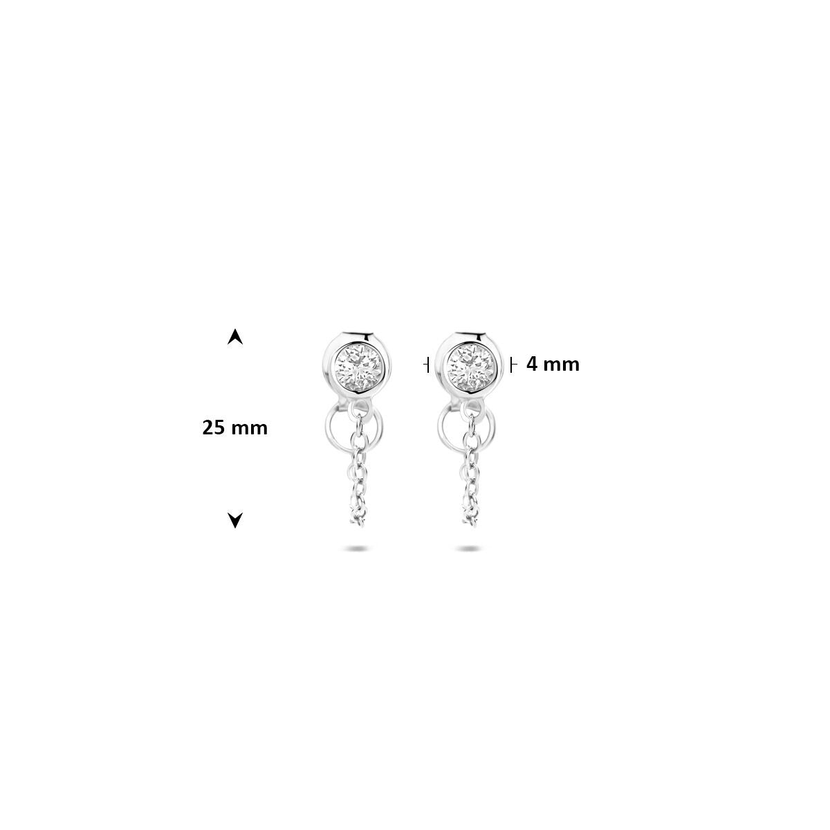 Zilveren oorhangers met zirkonia – gerhodineerd 925 zilver