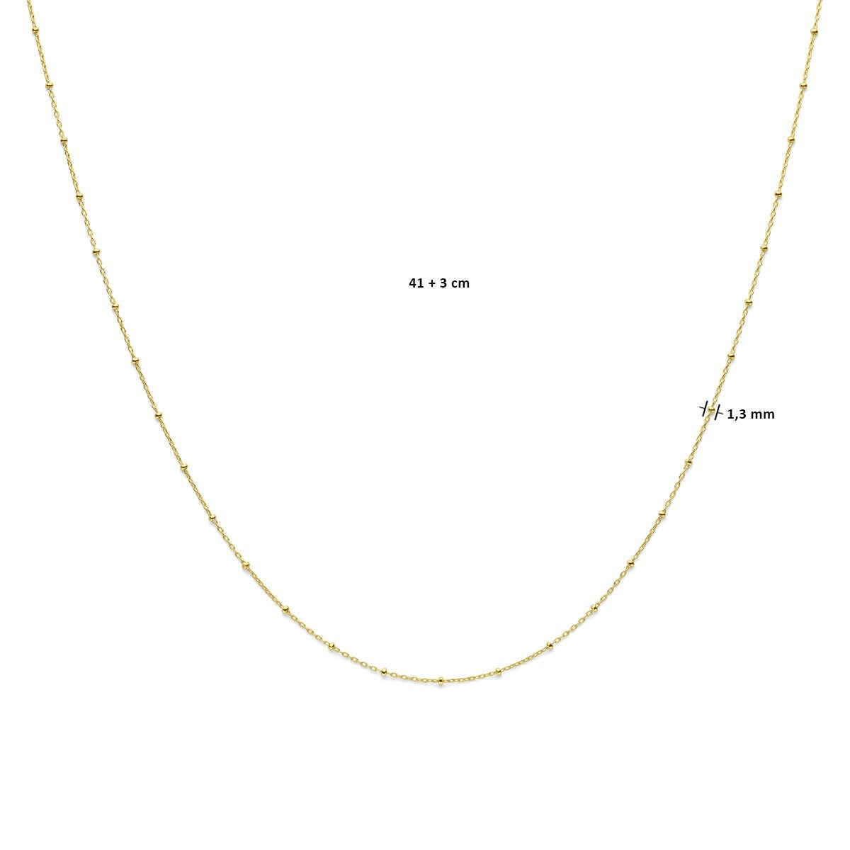 Geelgouden ketting met bolletjes anker schakels