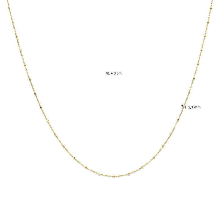 Geelgouden ketting met bolletjes anker schakels