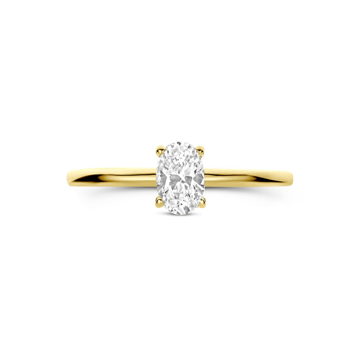 Gouden ring met zirkonia – ovaal geslepen, 9k geelgoud