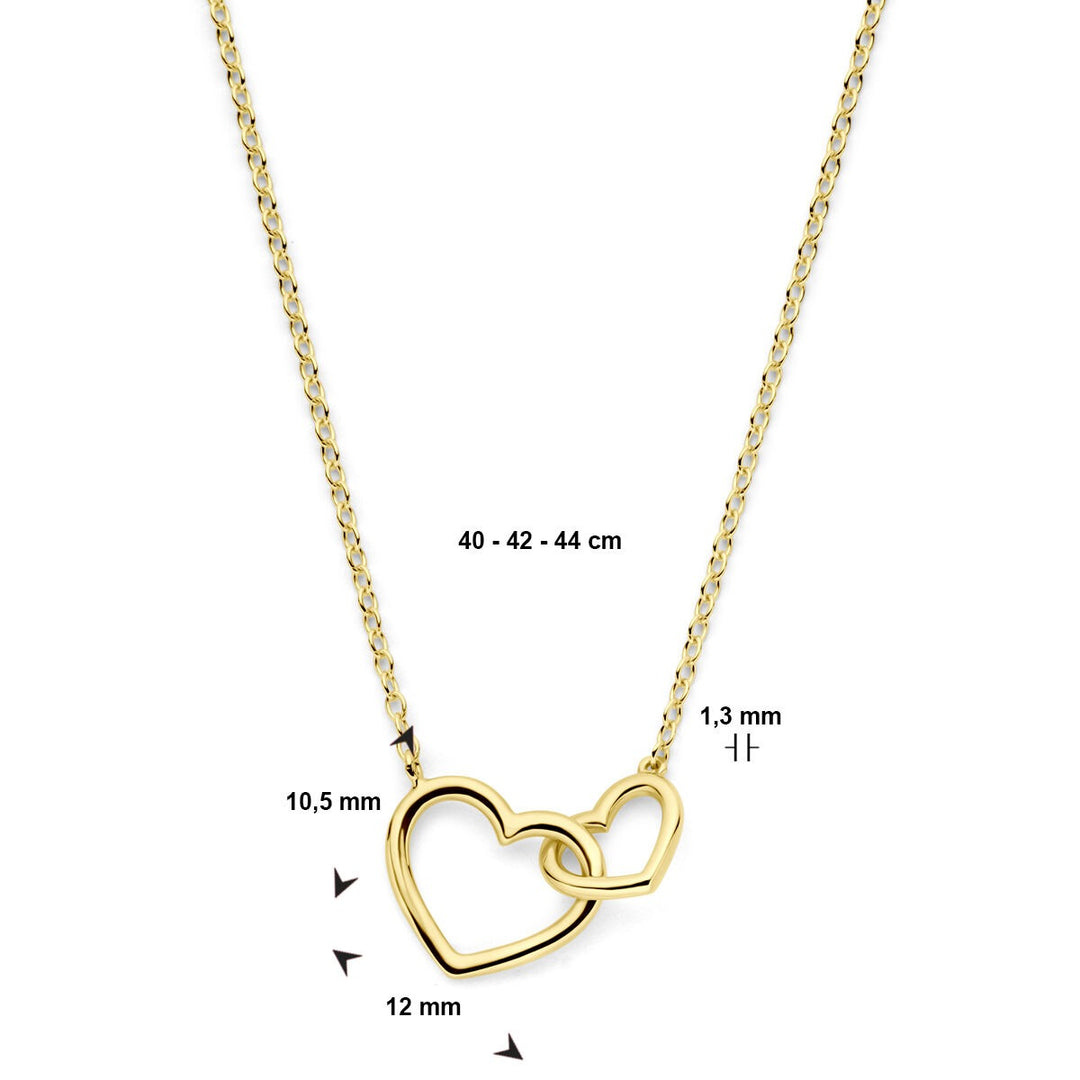 necklace hearts 40 - 42 - 44 cm 14K yellow gold