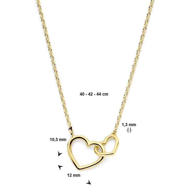 necklace hearts 40 - 42 - 44 cm 14K yellow gold