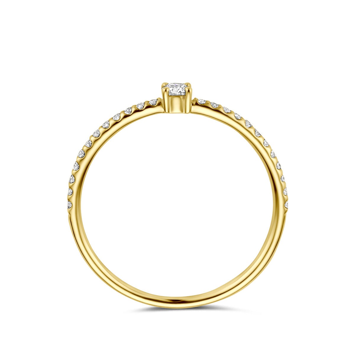 14k Geelgouden damesring met diamant – solitaire zetting