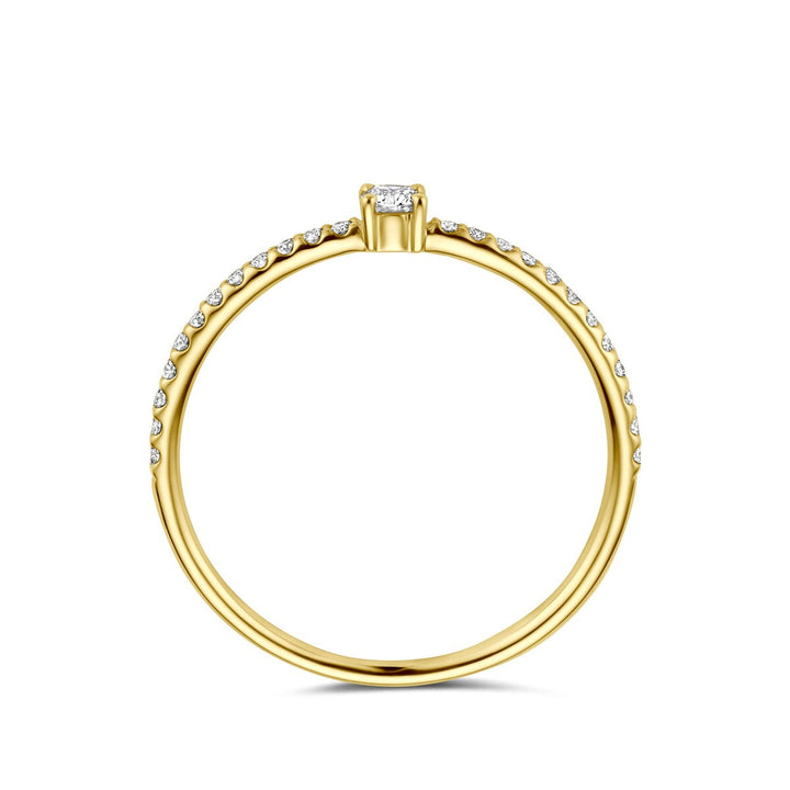 14k Geelgouden damesring met diamant – solitaire zetting