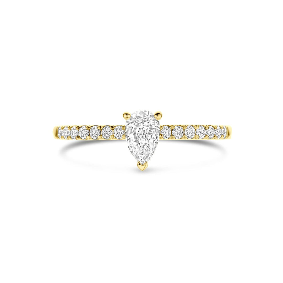 Gouden Ring 14k met Lab Grown Diamant – Peer Slijpvorm