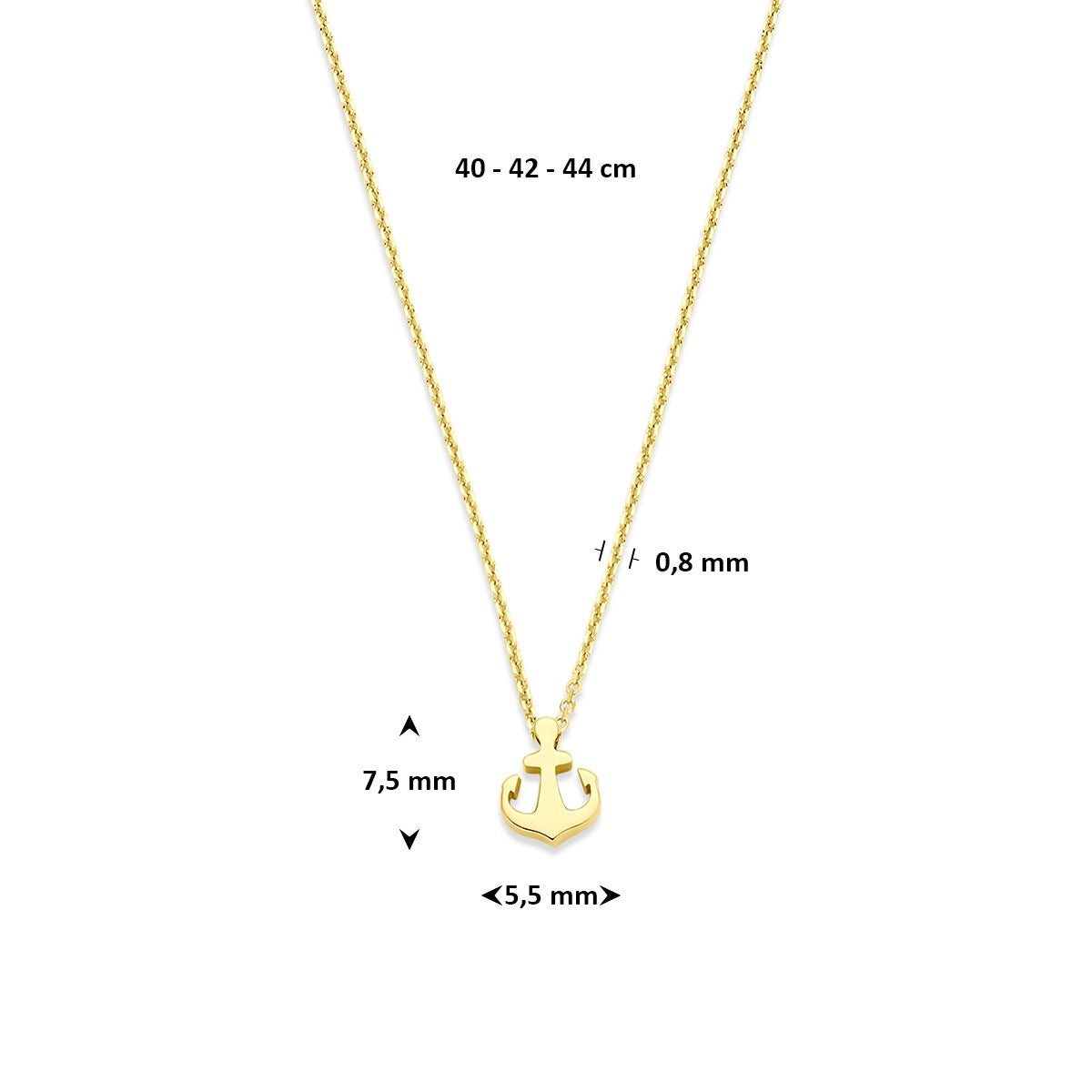 14k Geelgouden ketting met anker