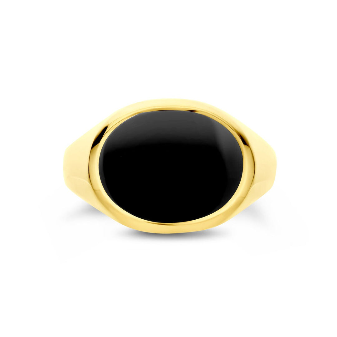 14k Geelgouden Ring met Onyx