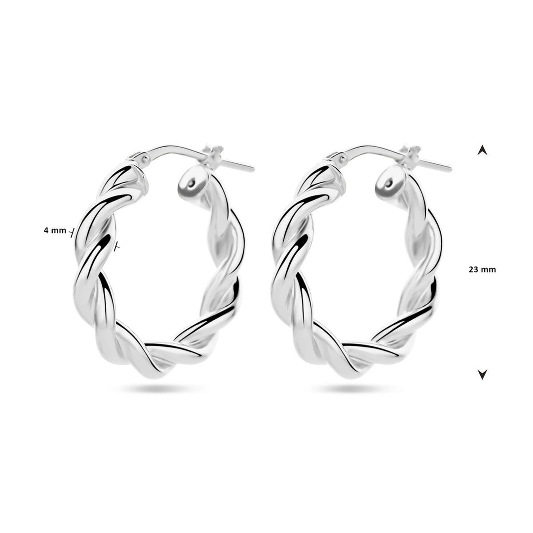 Ohrringe gedrehtes Röhrensilber rhodiniert