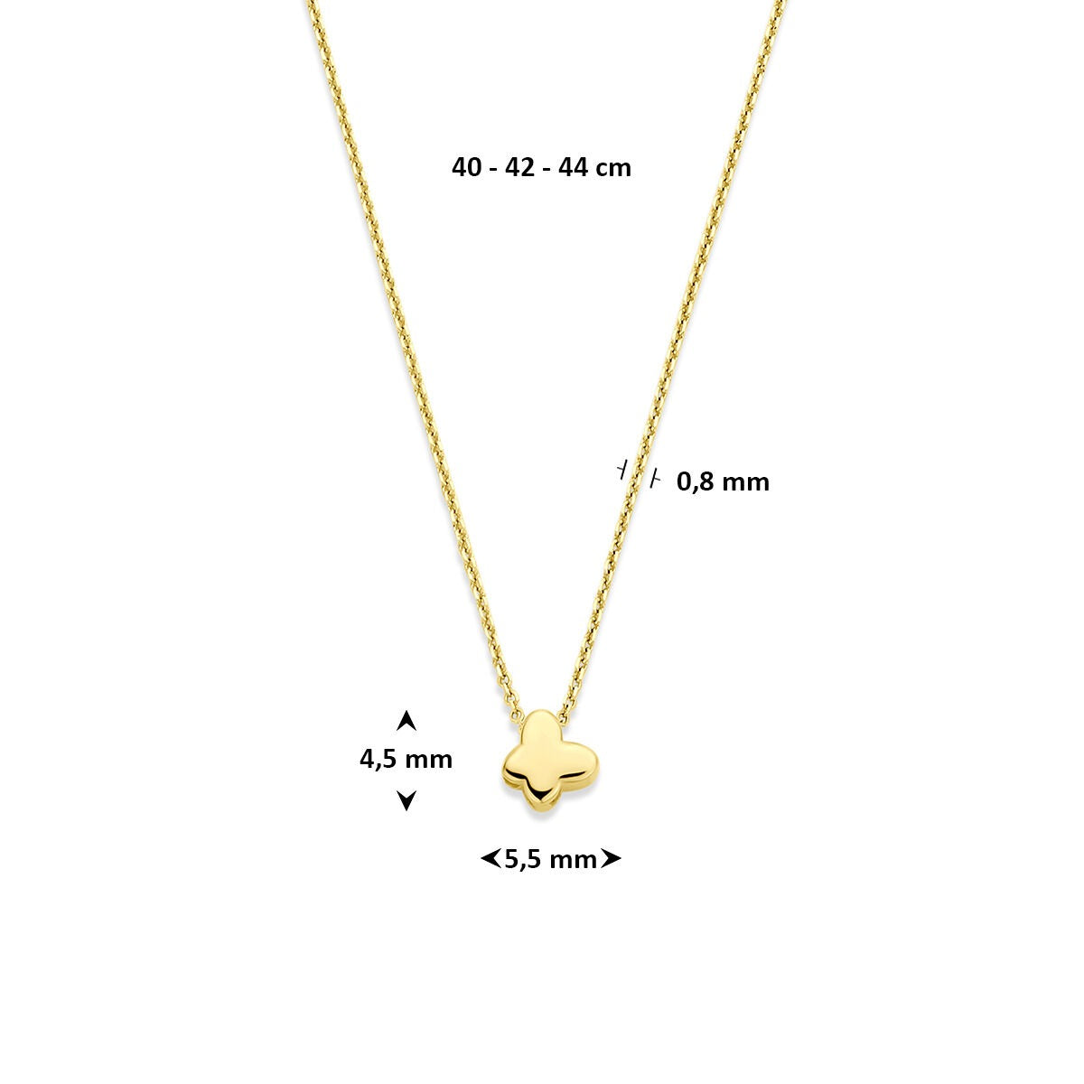 14k Geelgouden ketting met vlinder