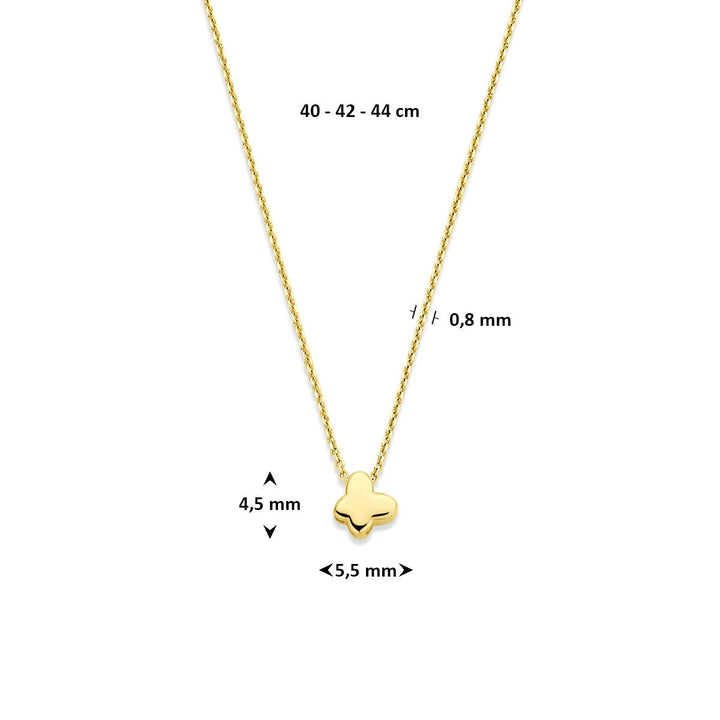 14k Geelgouden ketting met vlinder