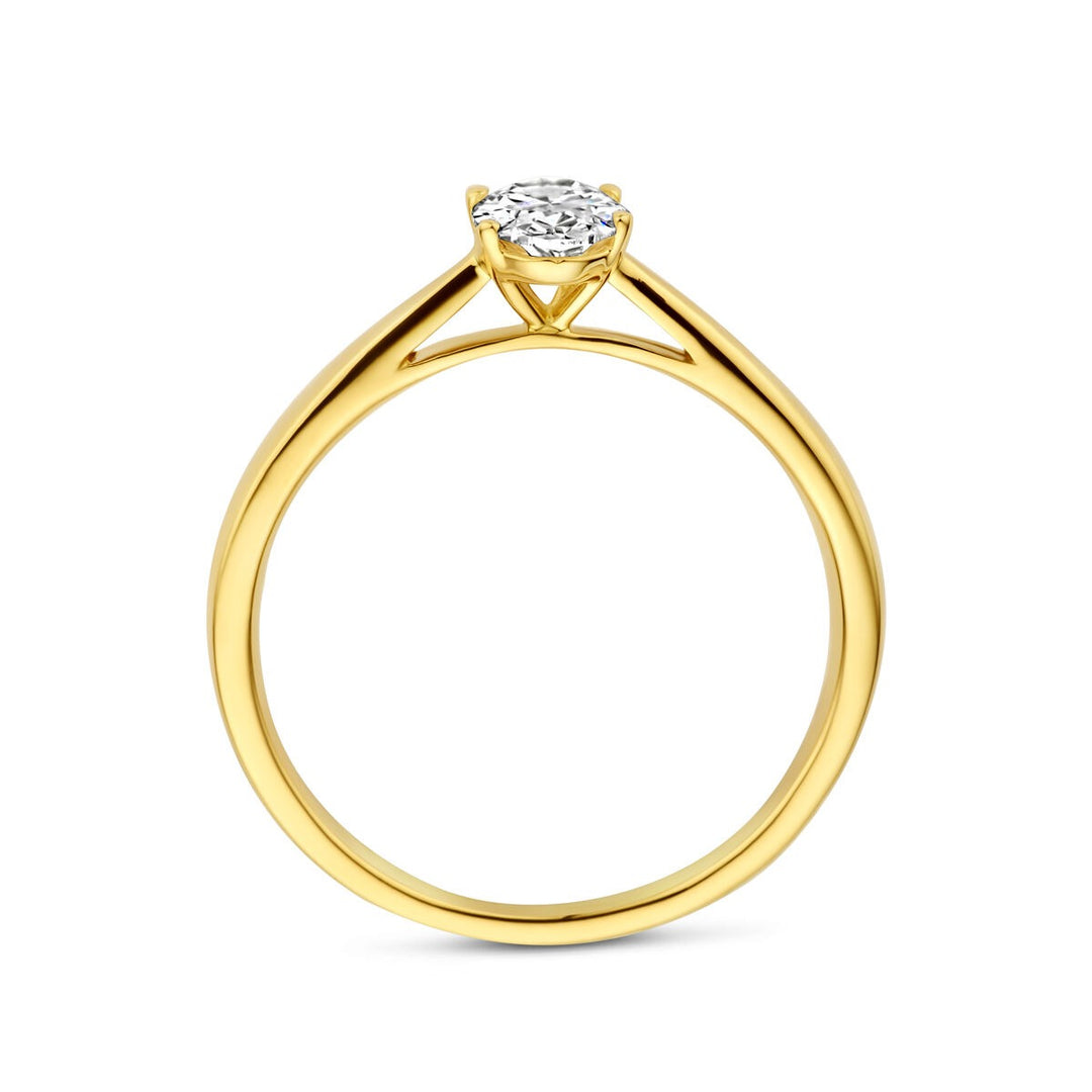 14k Geelgouden ring met lab grown diamant – ovaal 0.50ct