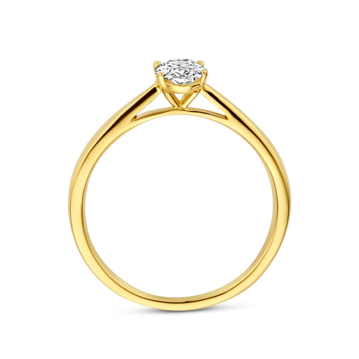 14k Geelgouden ring met lab grown diamant – ovaal 0.50ct