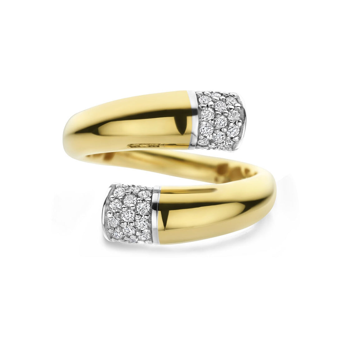 14k Bicolor dames ring met diamant – 16 mm breed