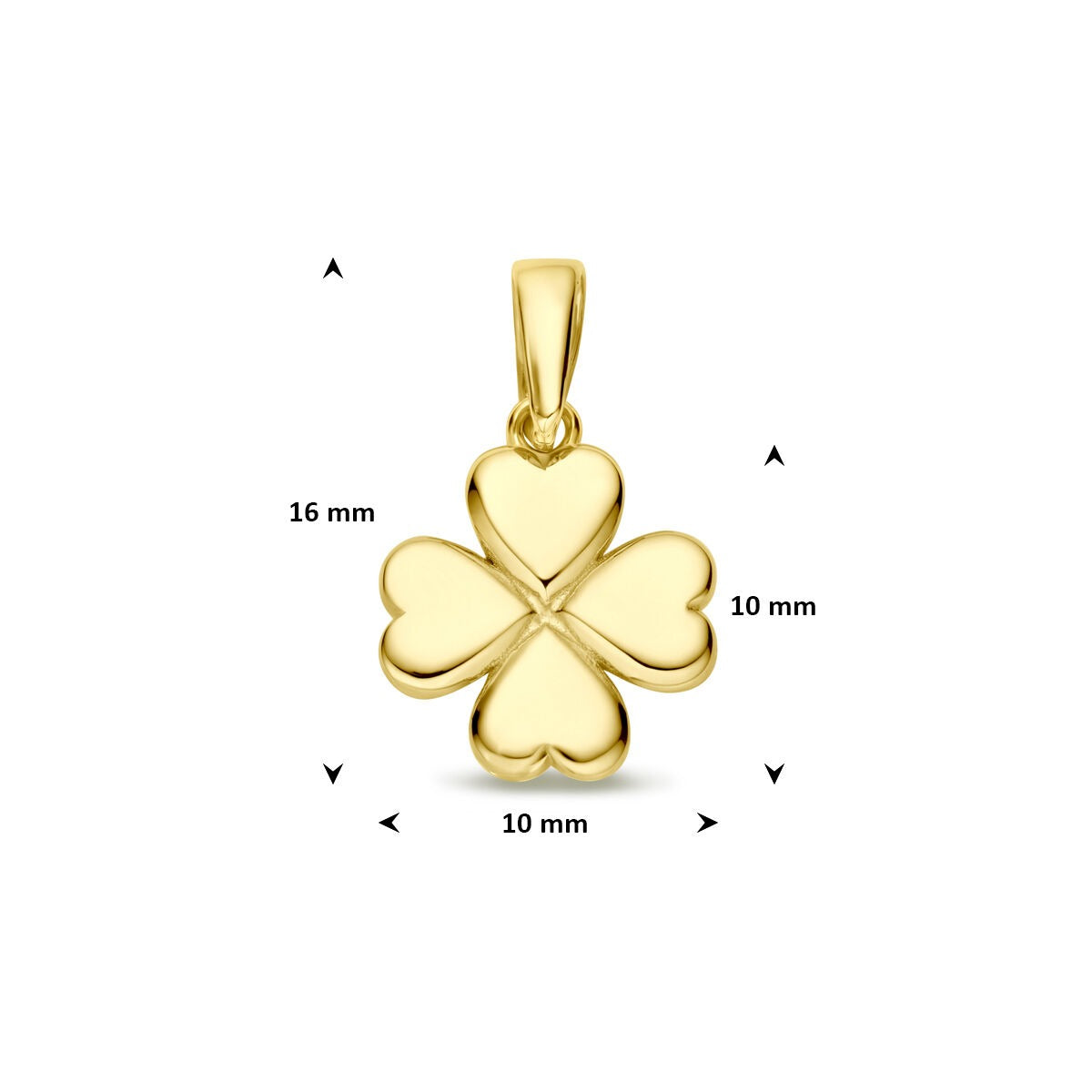 14k geelgouden klavertje-hanger – geluksbrenger in goud