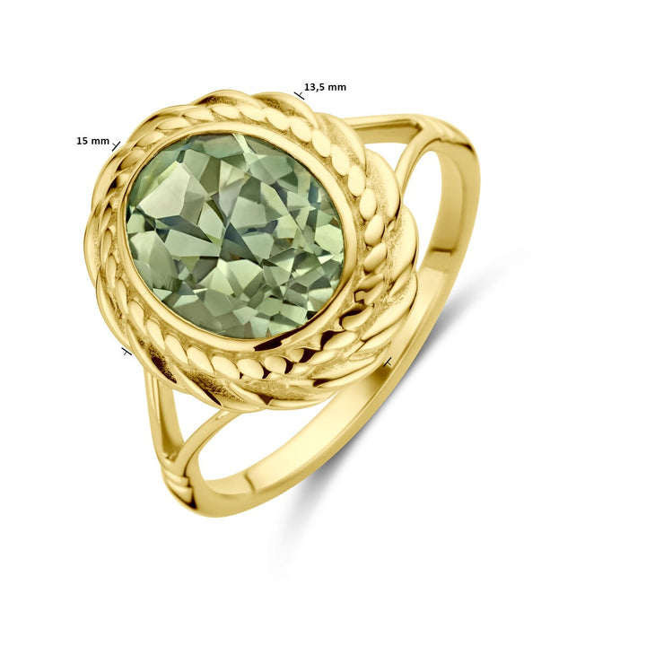 Gouden Ring 14k met Groene Amethist – Entourage Zetting