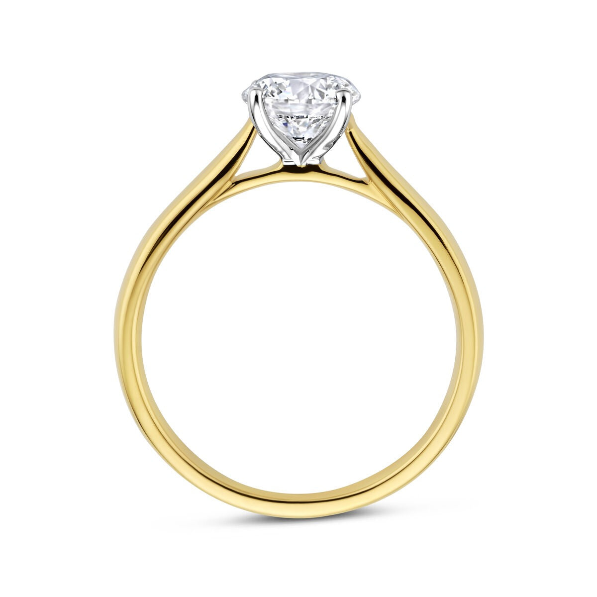 14k Bicolor dames ring met 1.00 ct lab grown diamant – inclusief certificaat