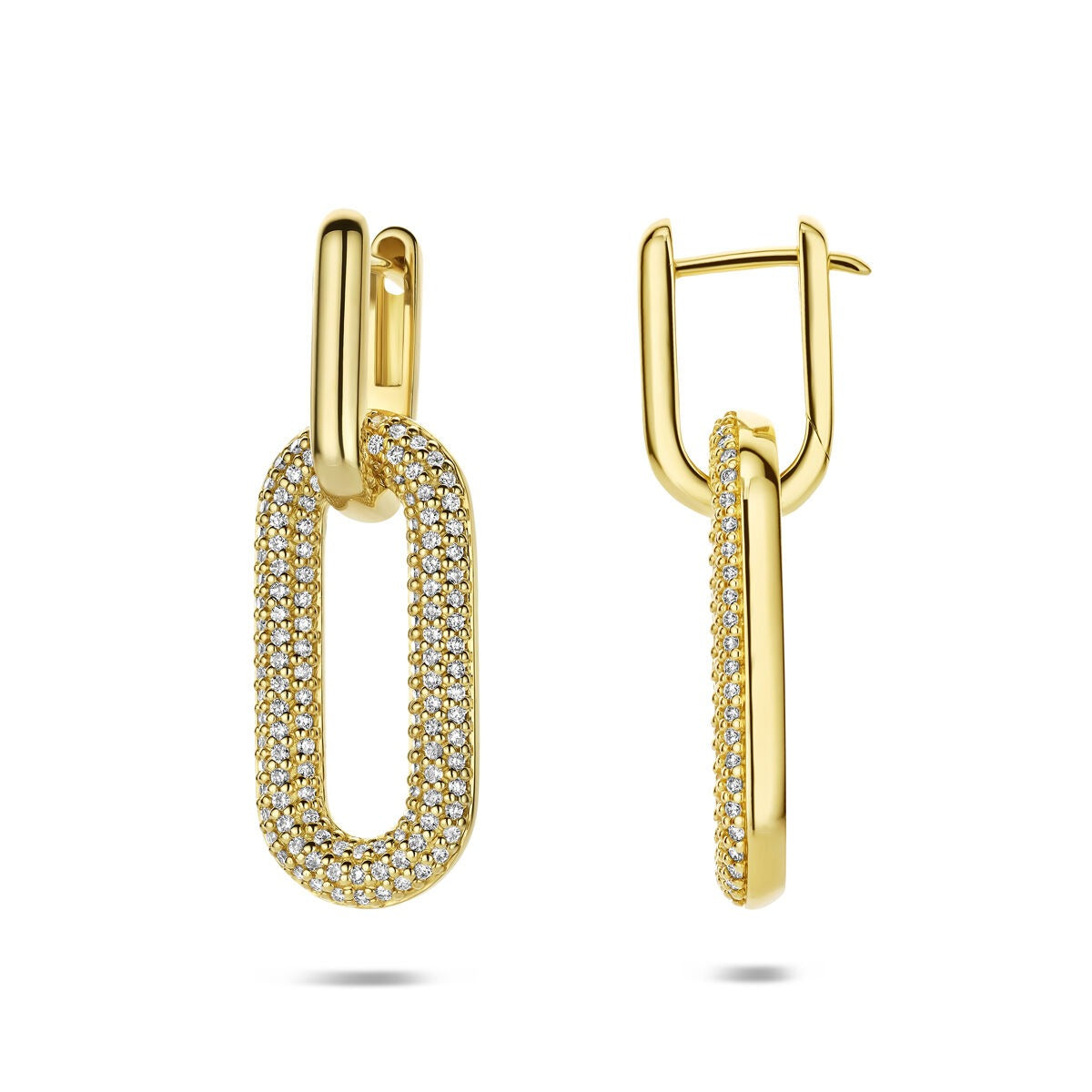 14k geelgouden oorringen met diamant