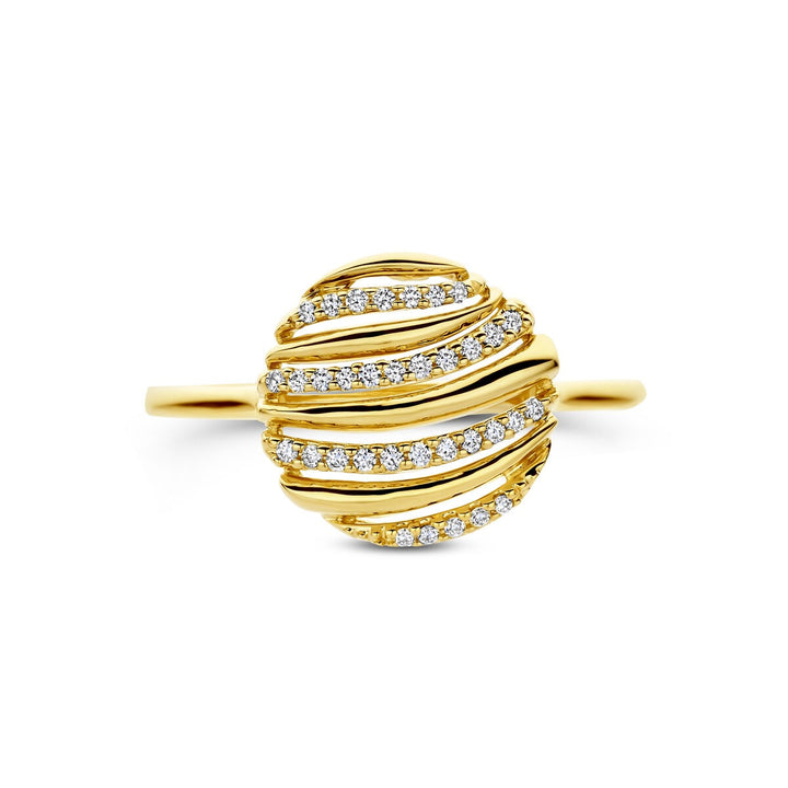 14k Geelgouden ring met diamant 0.09ct rond design