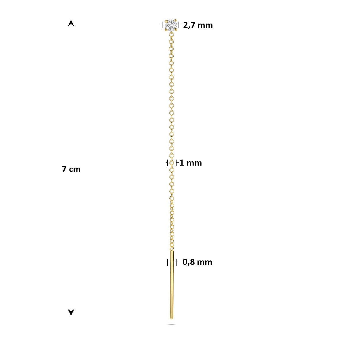 14k Geelgouden doortrekoorbel met diamant
