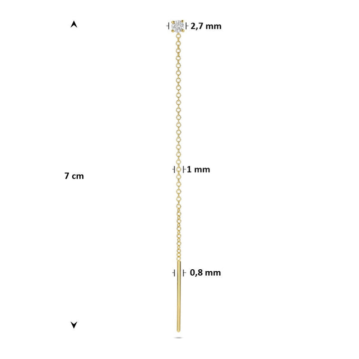 14k Geelgouden doortrekoorbel met diamant
