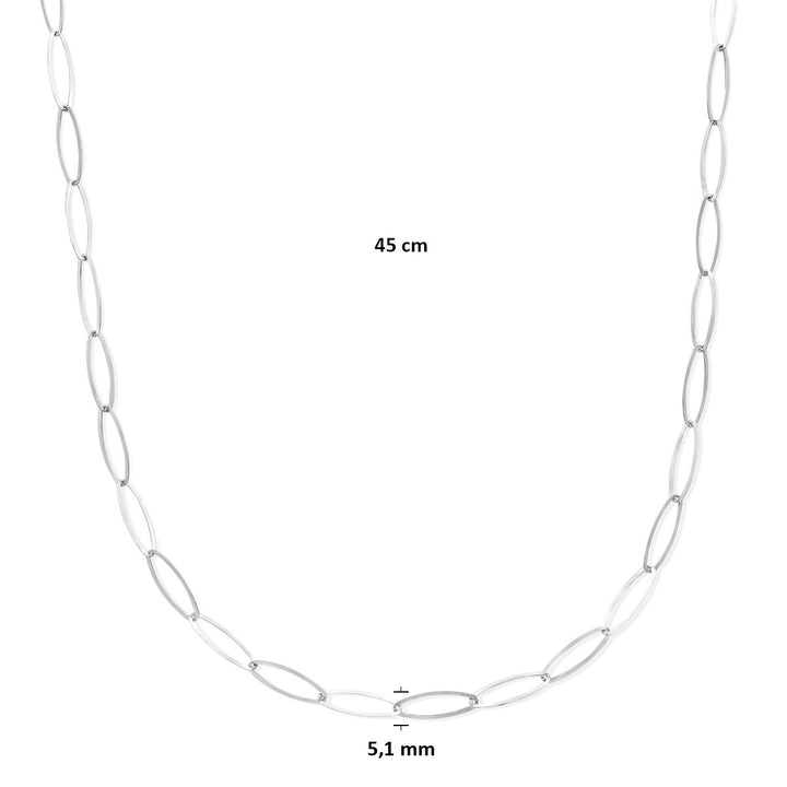 Zilveren dames ketting gerhodineerd anker schakel 5,1 mm 45 cm