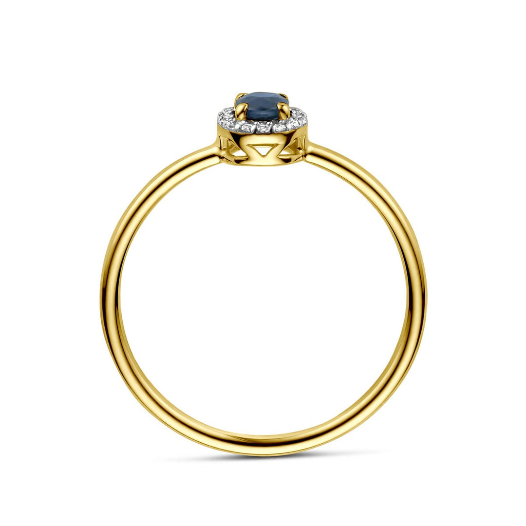 Gouden ring met saffier en diamant – 14k