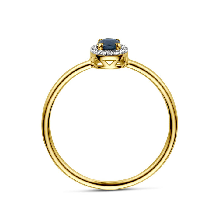 Gouden ring met saffier en diamant – 14k