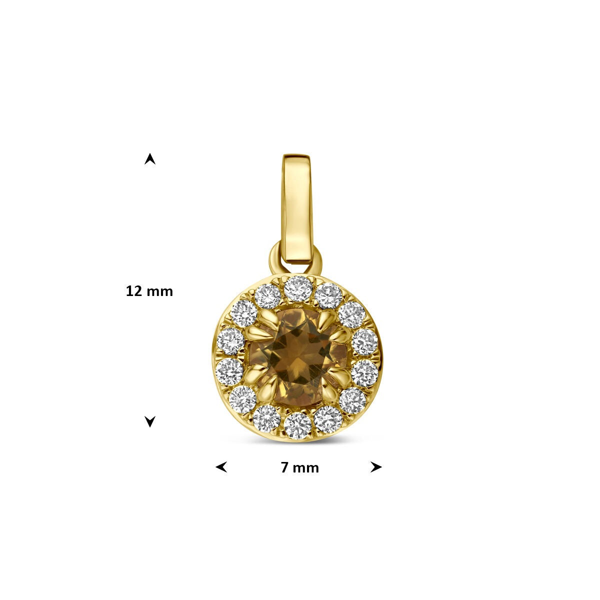14k Geelgouden hanger met citrien en lab grown diamant