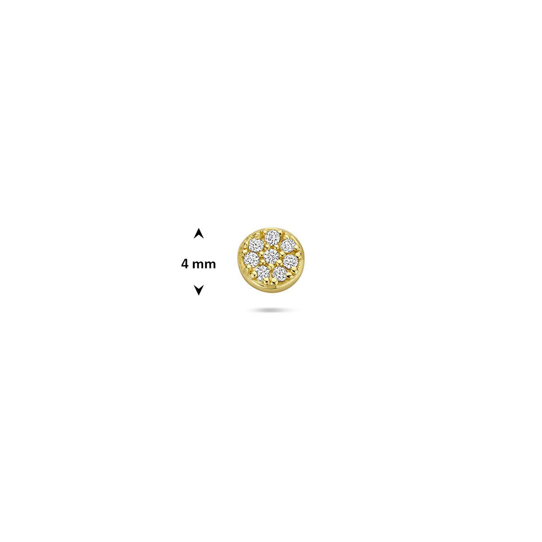 Verguld zilveren flat back piercing met zirkonia