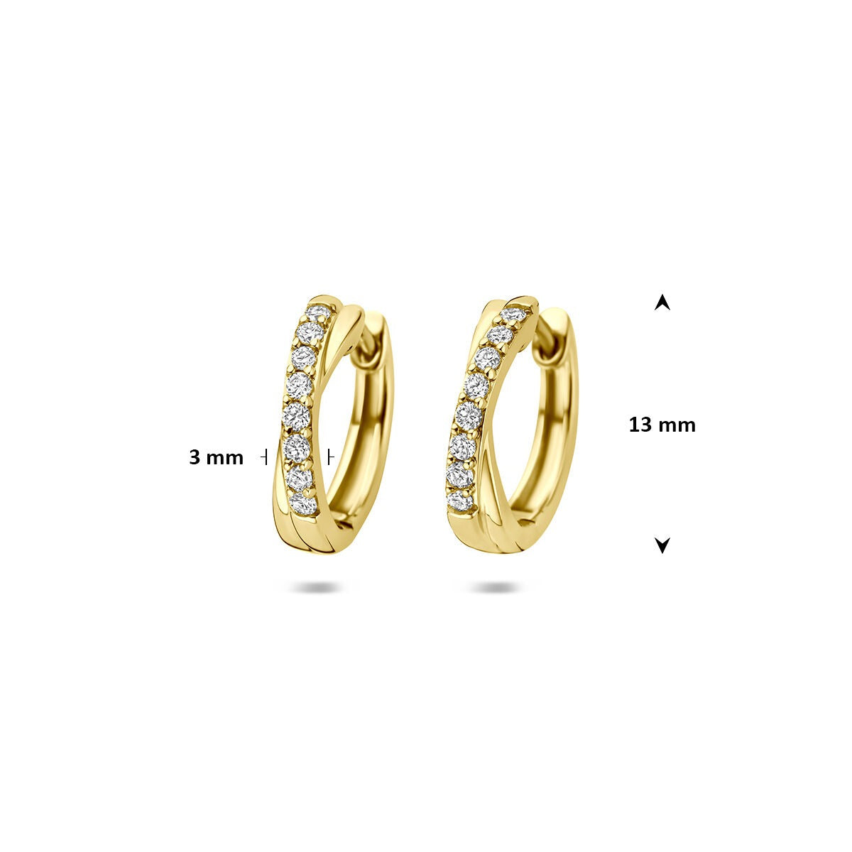 14k Geelgouden klapoorringen met lab grown diamant 0,20 ct