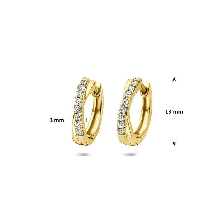 14k Geelgouden klapoorringen met lab grown diamant 0,20 ct