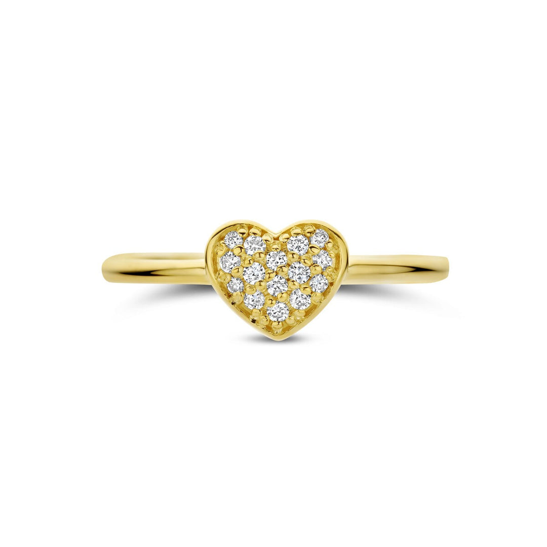 14k Geelgouden dames ring met hartje en diamant – 0.10 ct
