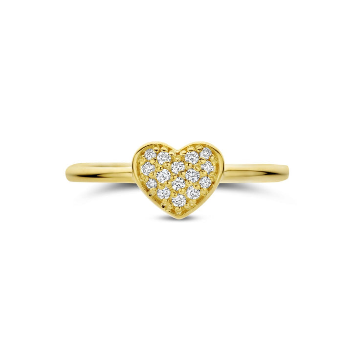 14k Geelgouden dames ring met hartje en diamant – 0.10 ct