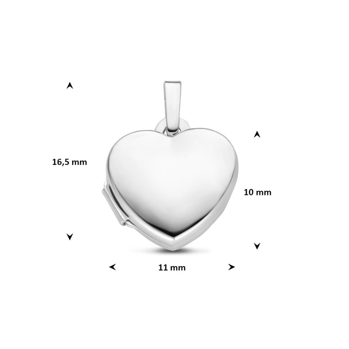Zilveren hartvormig medaillon – gerhodineerd 925 zilver