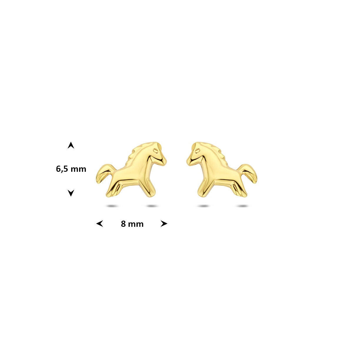 9k Geelgouden oorknopjes paard