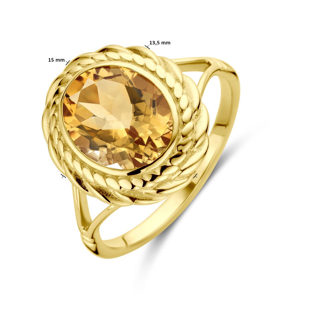 Gouden Ring 14k met Citrien – Briolette Slijpvorm