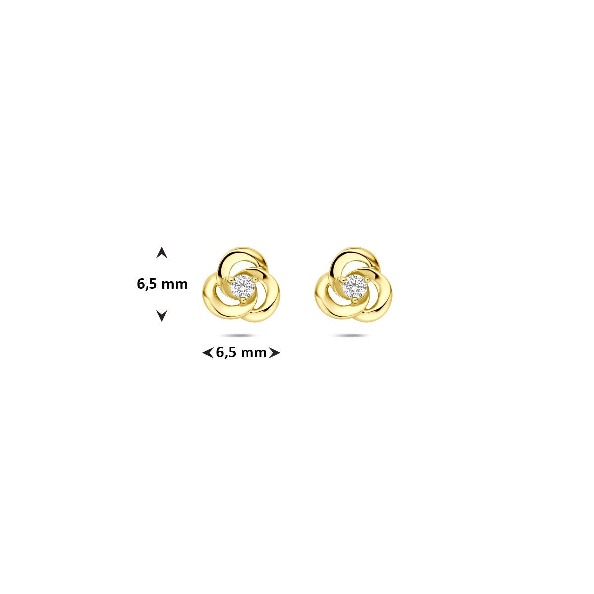 Geelgouden oorknoppen met zirkonia – 14k, solitaire zetting