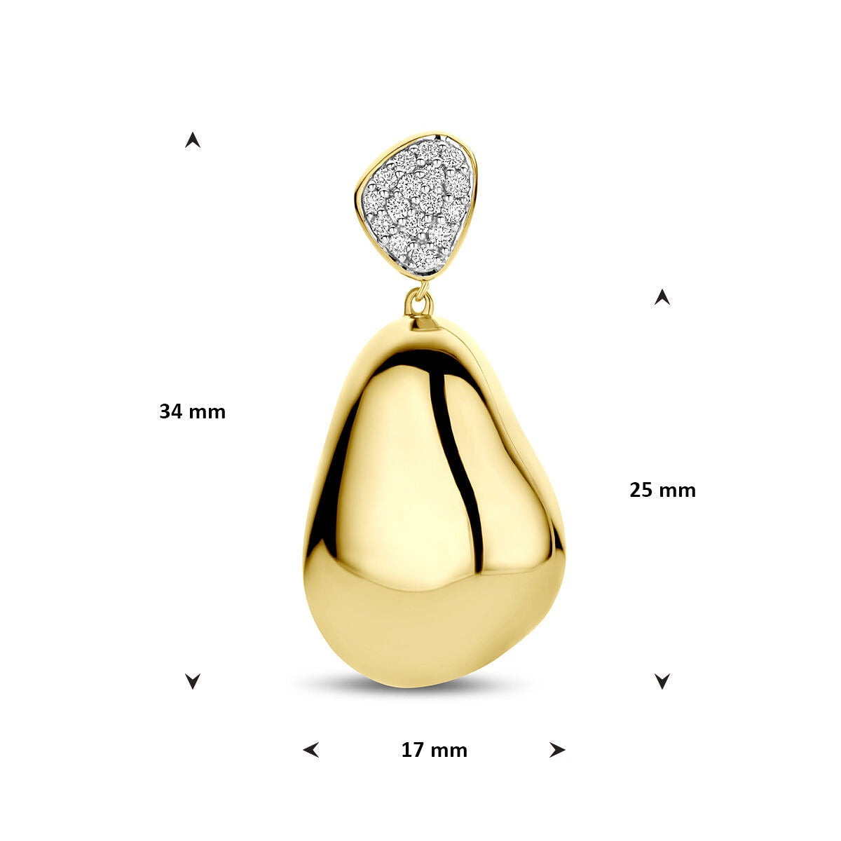 Gouden hanger met diamant – 14k geelgoud, pavé gezet 0.20ct h si 34 mm
