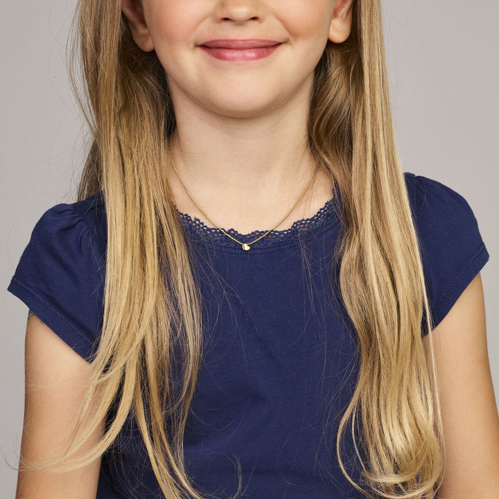 14k geelgouden kinder collier met hartje en lab grown diamant