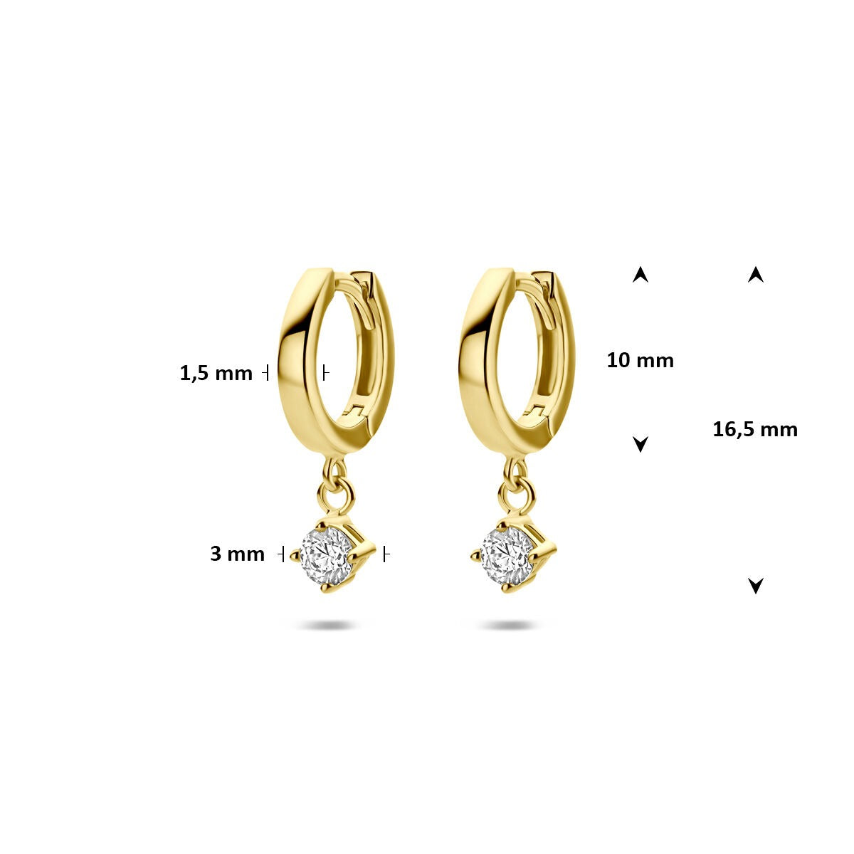 14k Geelgouden oorringen met zirkonia