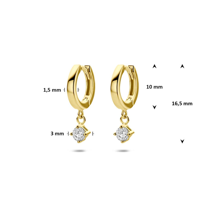 14k Geelgouden oorringen met zirkonia