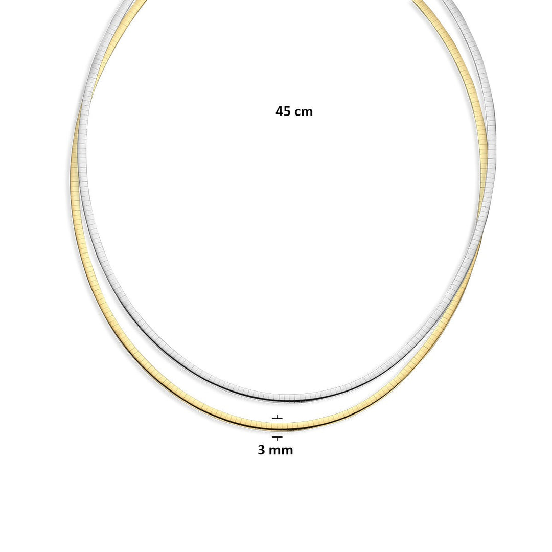 14k Bicolor geel- en witgouden omega collier